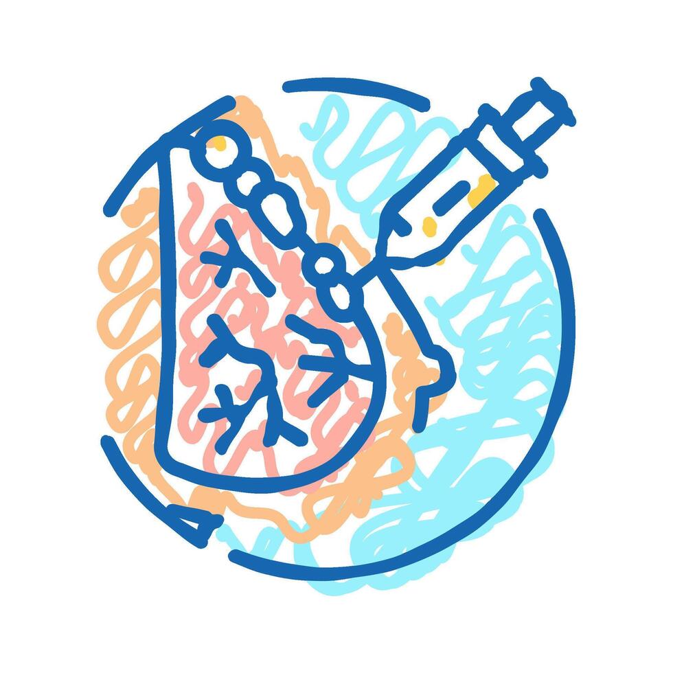 fat transfer breast augmentation surgery icon doodle illustration vector