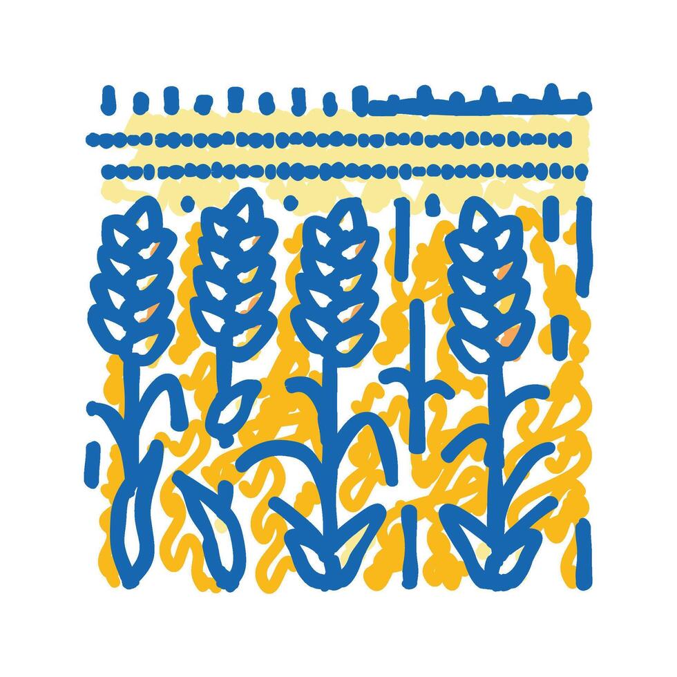 field yellow ripe wheat icon doodle illustration vector