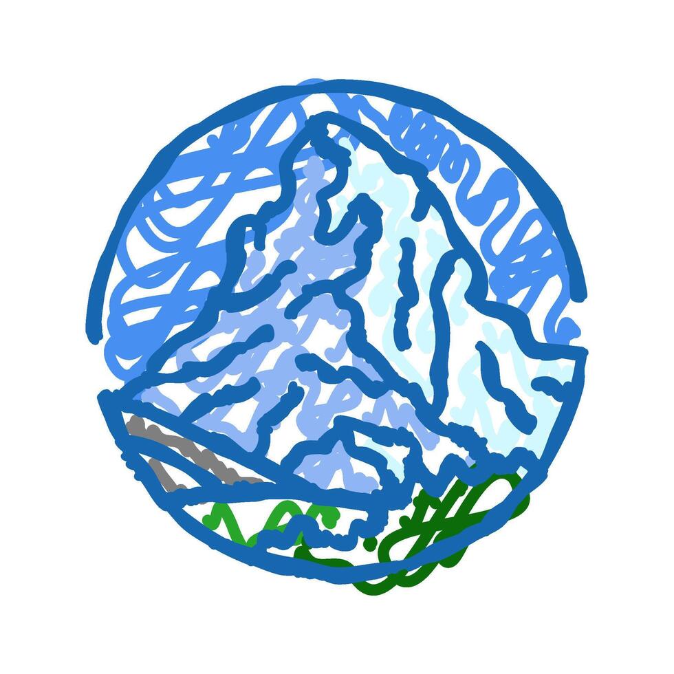 winter mountain landscape icon doodle illustration vector