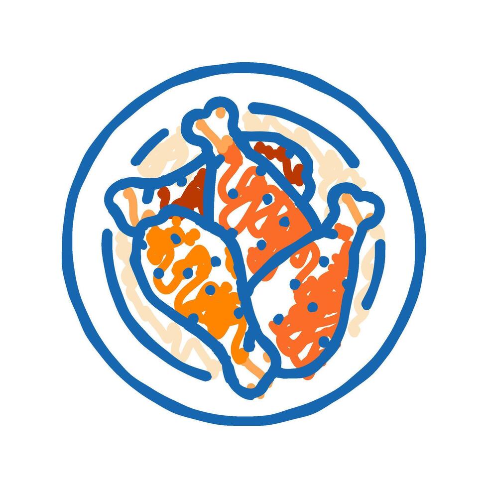 dish chicken fried icon doodle illustration vector