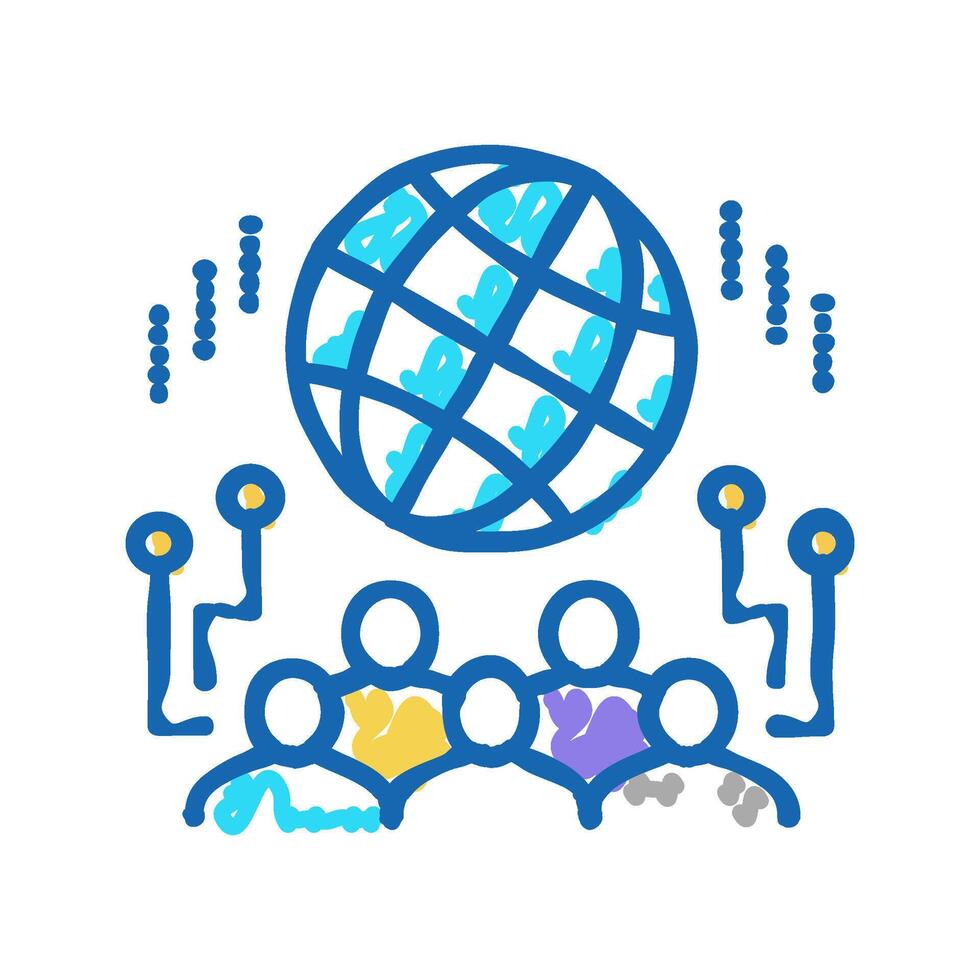 network system icon doodle illustration vector