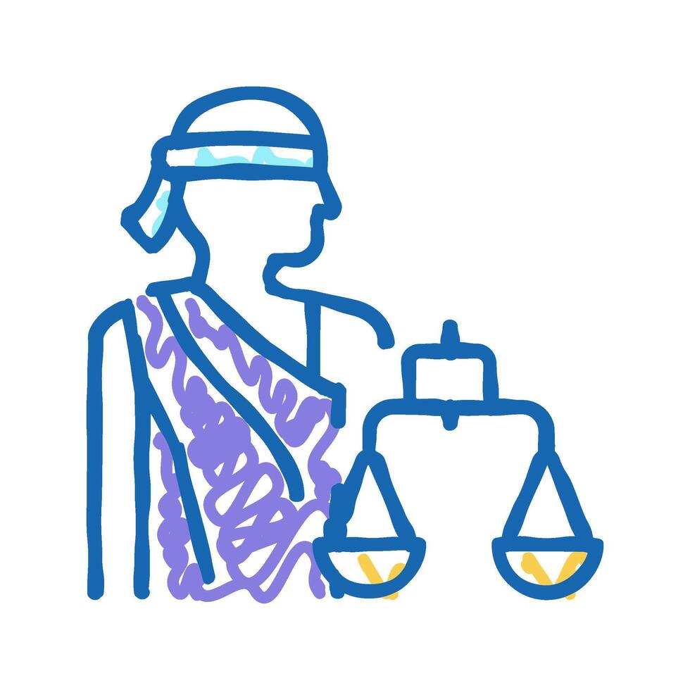 justitia law icon doodle illustration vector
