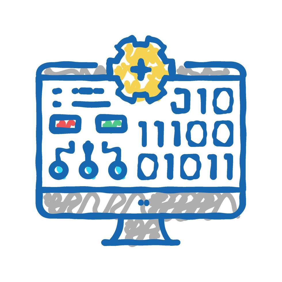 school computer icon doodle illustration vector