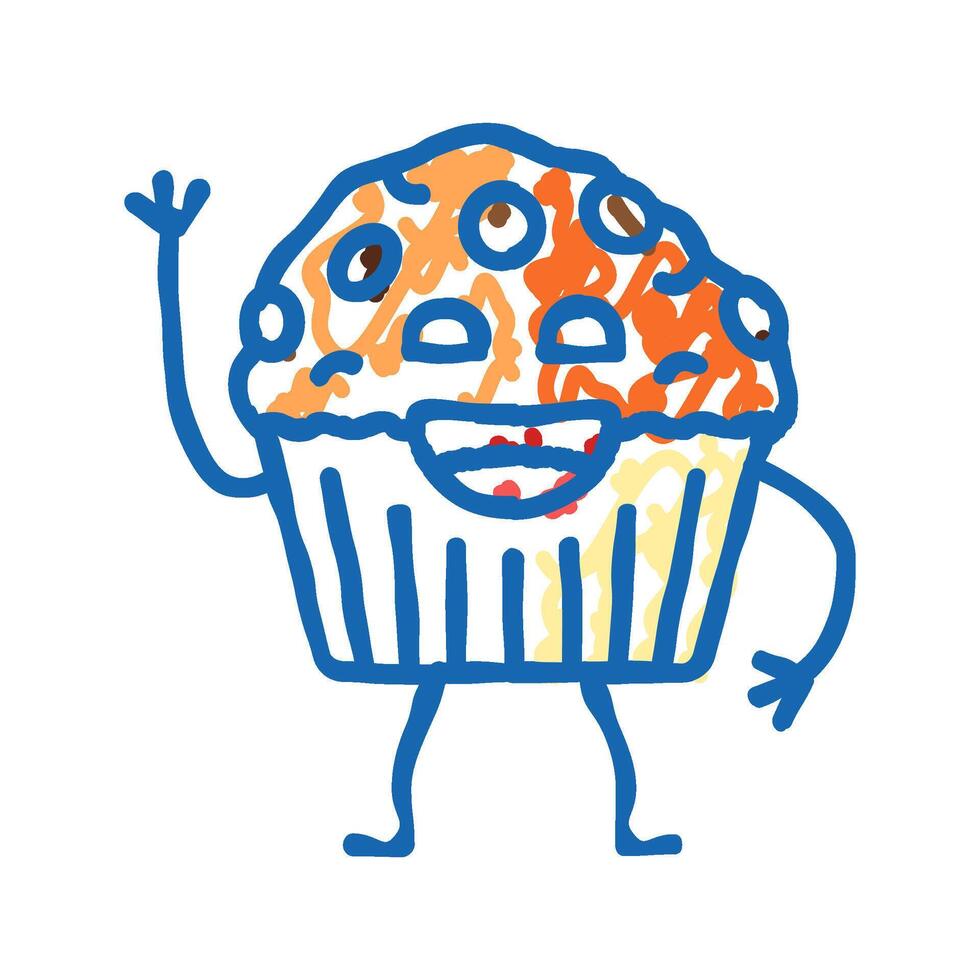 muffin dessert character icon doodle illustration vector