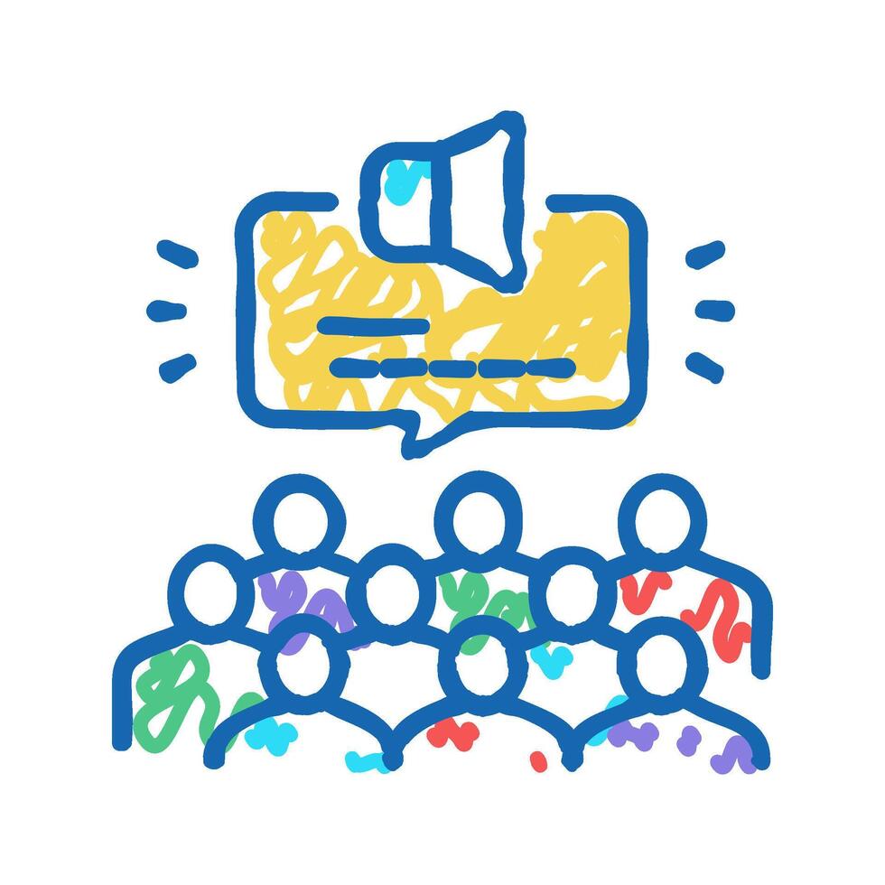public hearing on forum icon doodle illustration vector