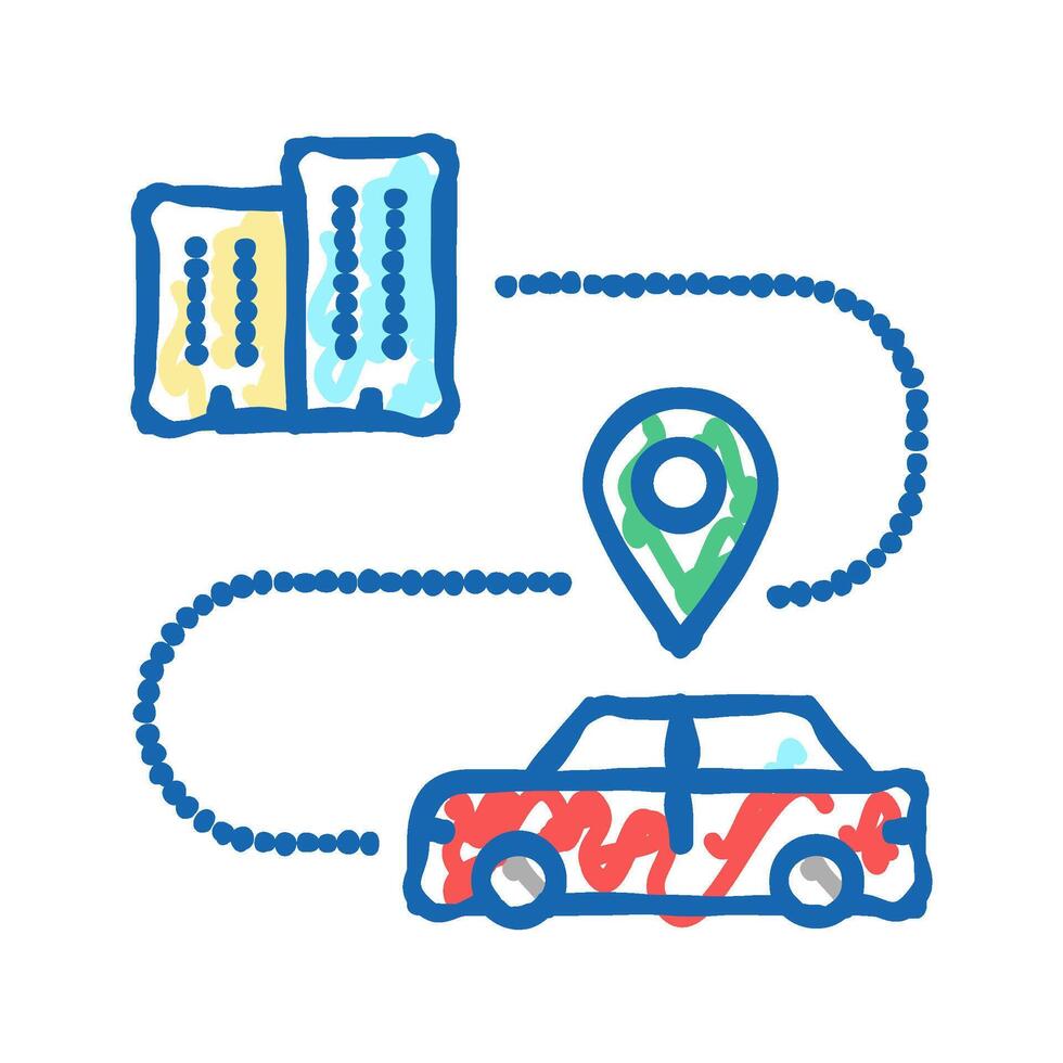 car direction tracking at home icon doodle illustration vector
