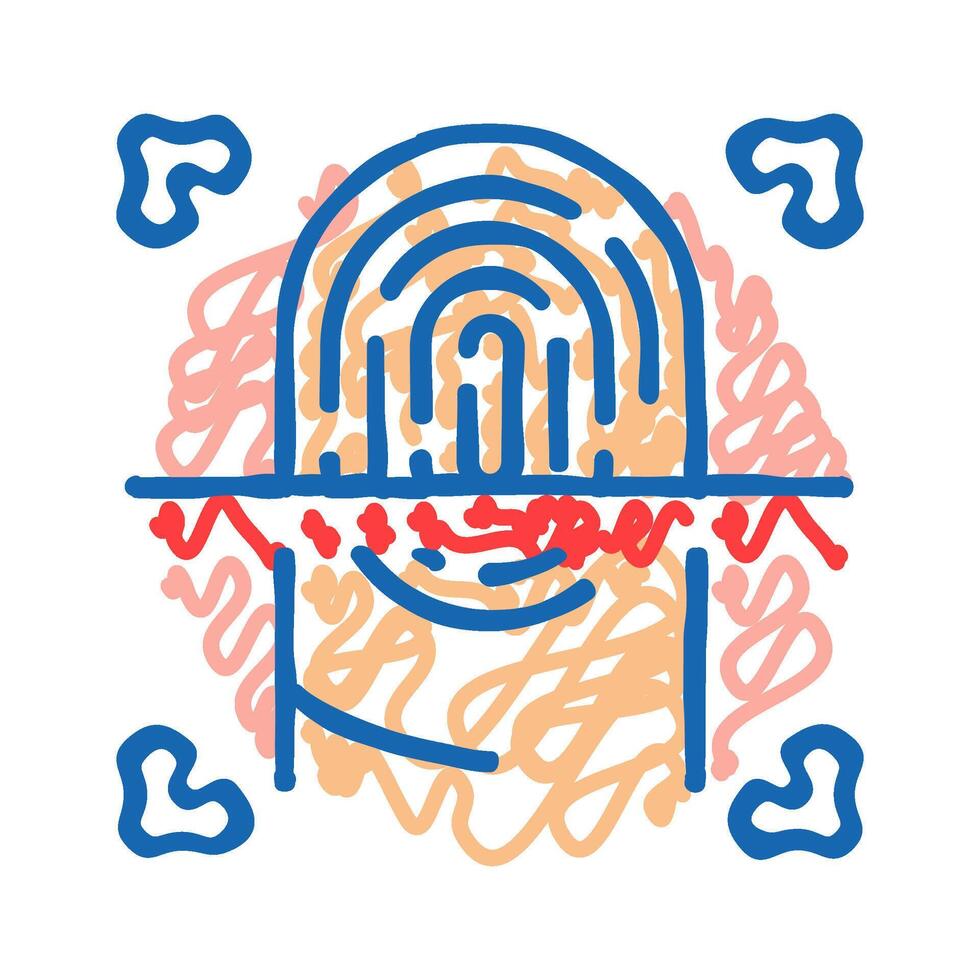 fingerprint scan icon doodle illustration vector