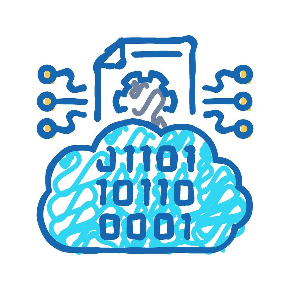 cloud computing business process icon doodle illustration vector