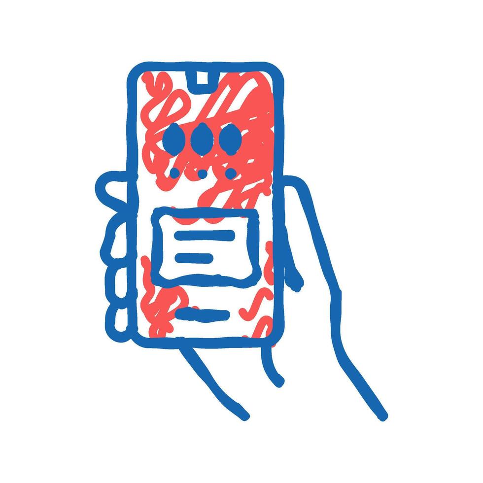warning error smartphone app icon doodle illustration vector