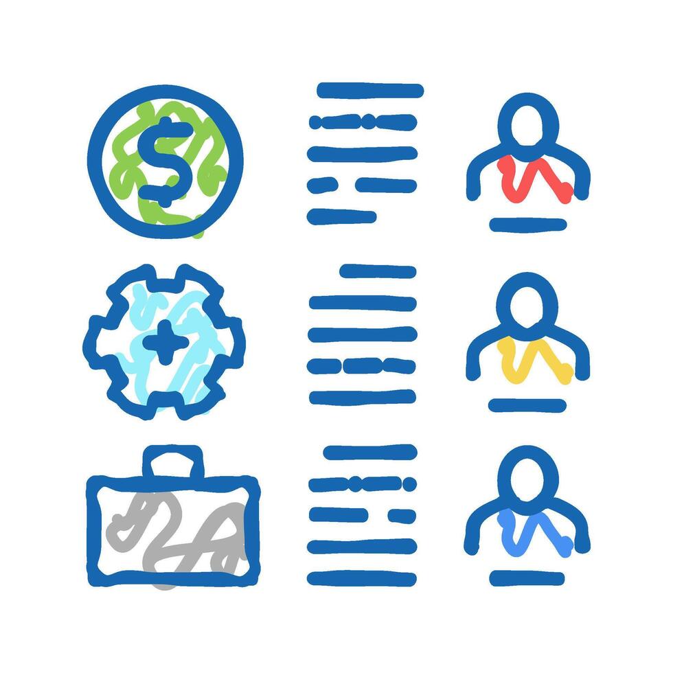 employees traits icon doodle illustration sign vector
