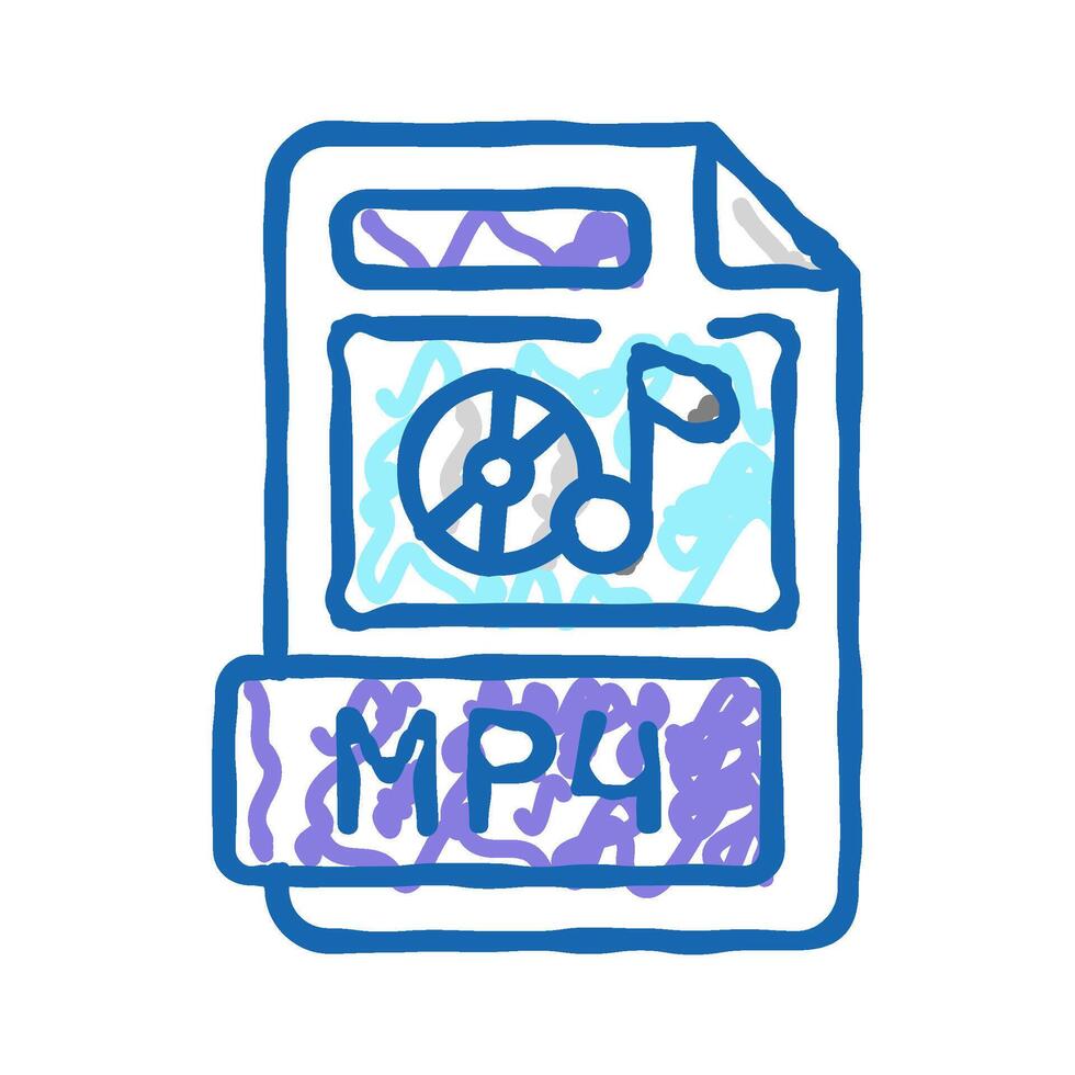 mp4 file format document icon doodle illustration vector