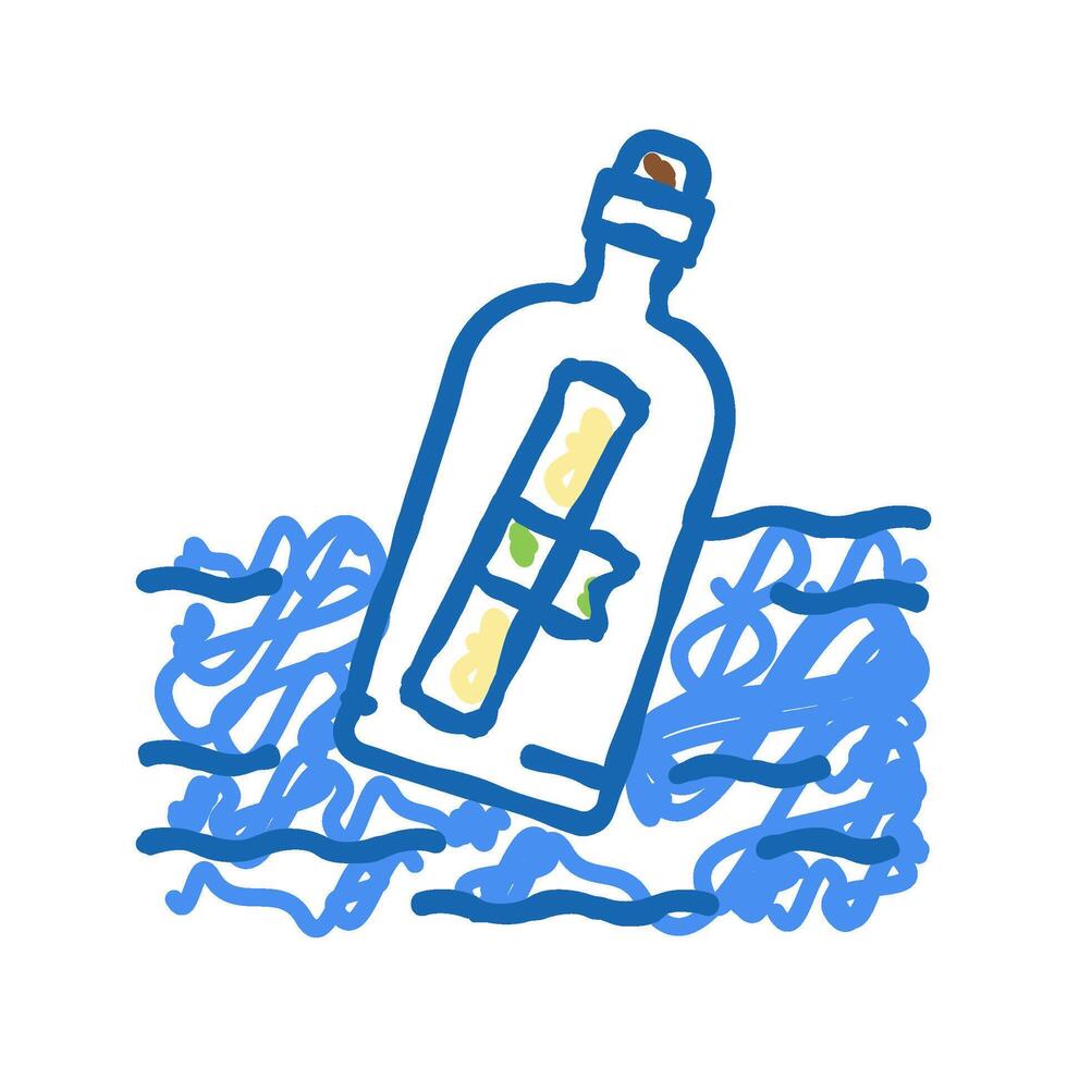 bottle message icon doodle illustration vector