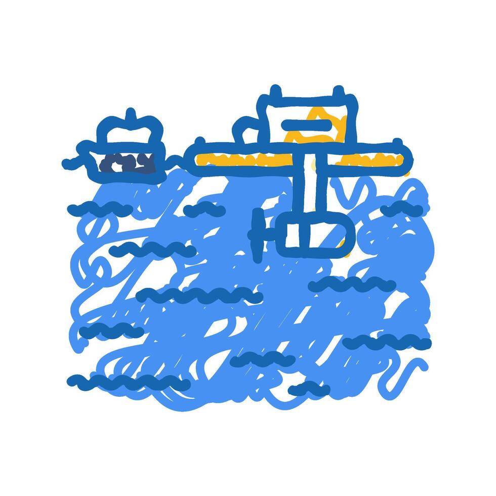 floating platform tidal power icon doodle illustration vector