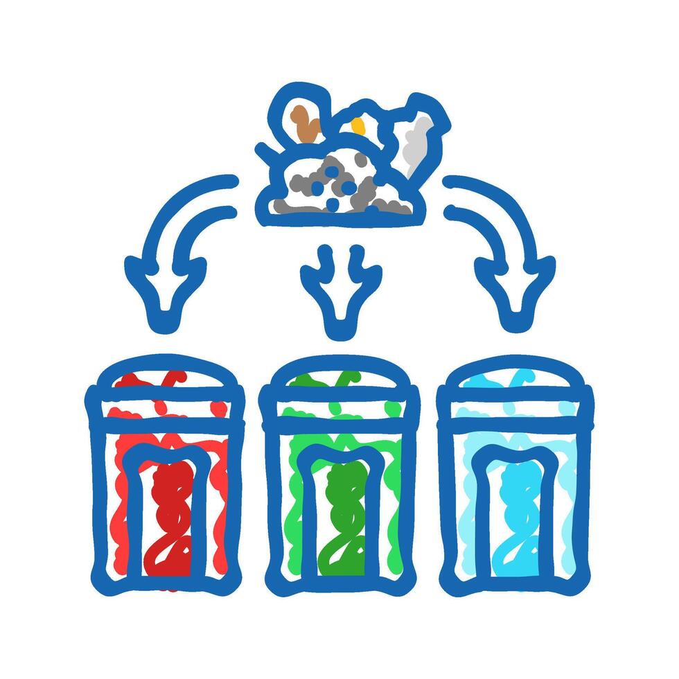 segregation waste sorting icon doodle illustration vector