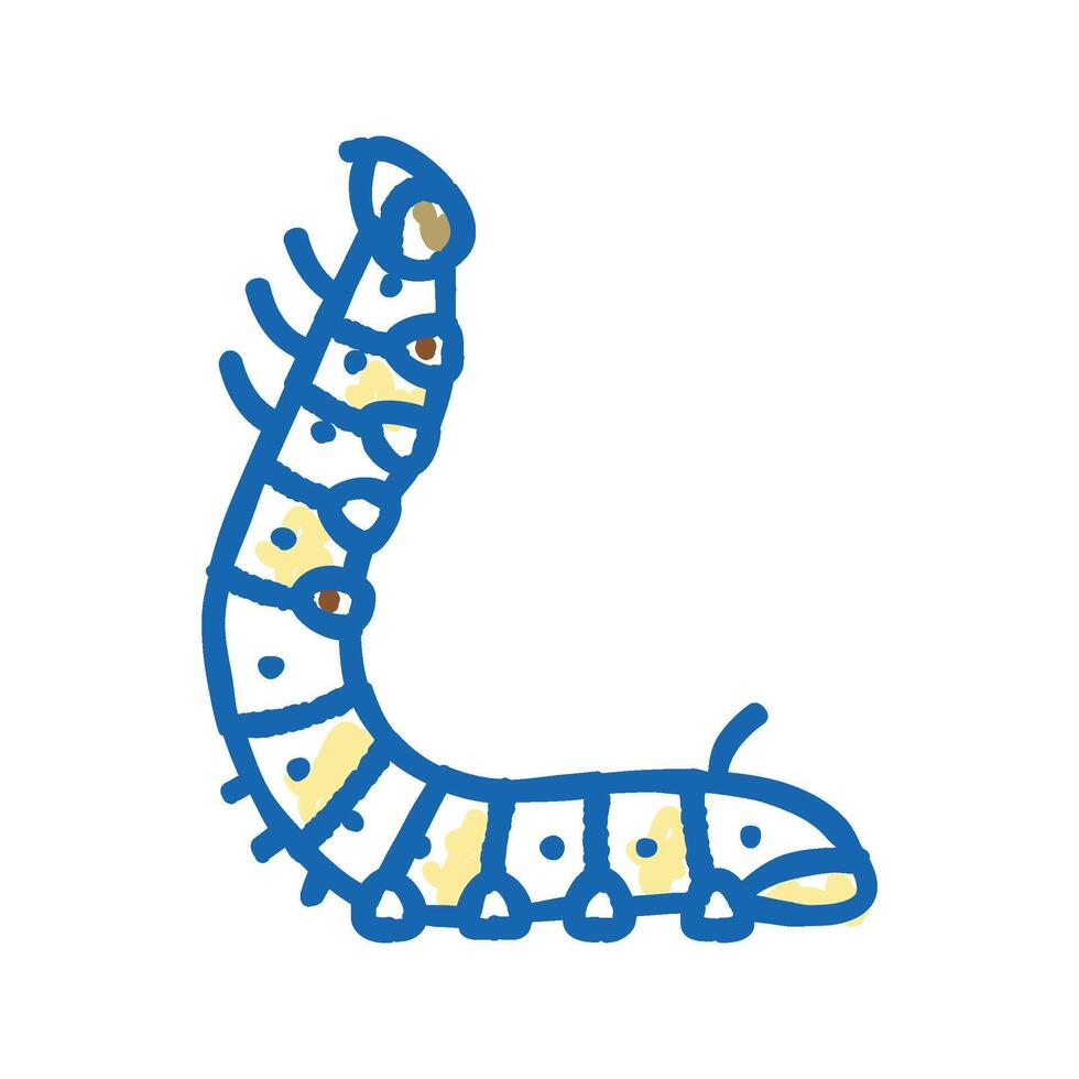 larvae silkworm icon doodle illustration vector