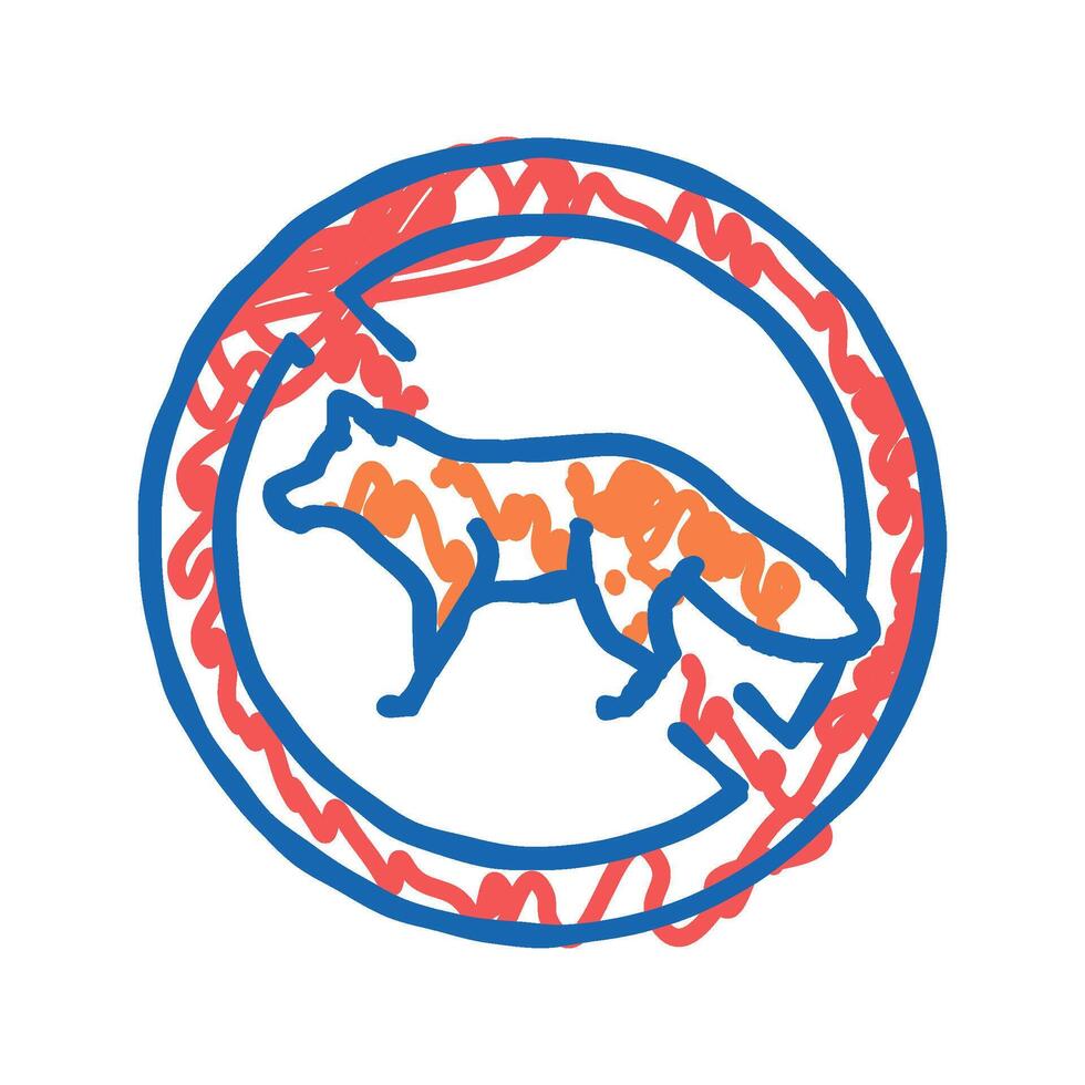 fox control icon doodle illustration vector