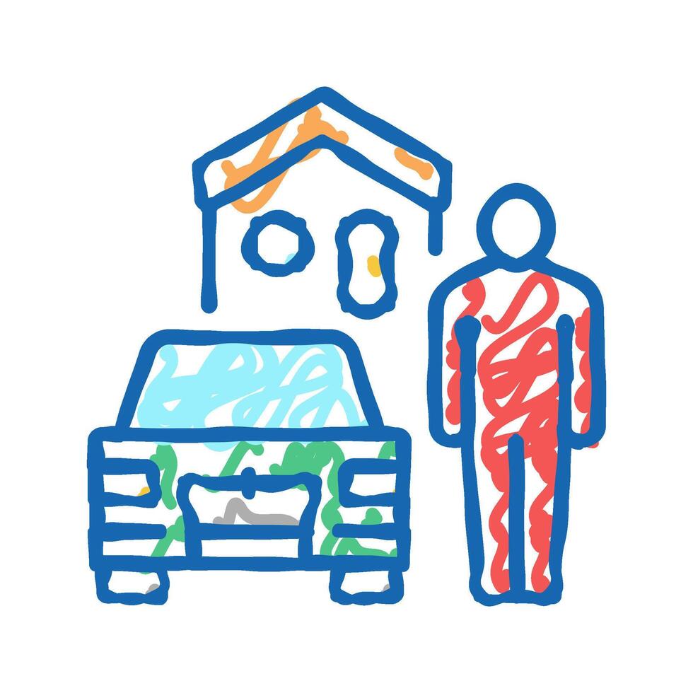 resting house on motel territory icon doodle illustration vector