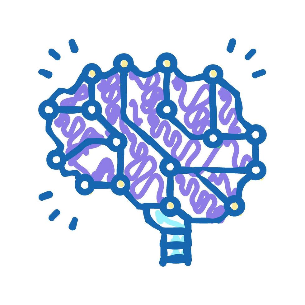 neuron knowledge brain icon doodle illustration vector