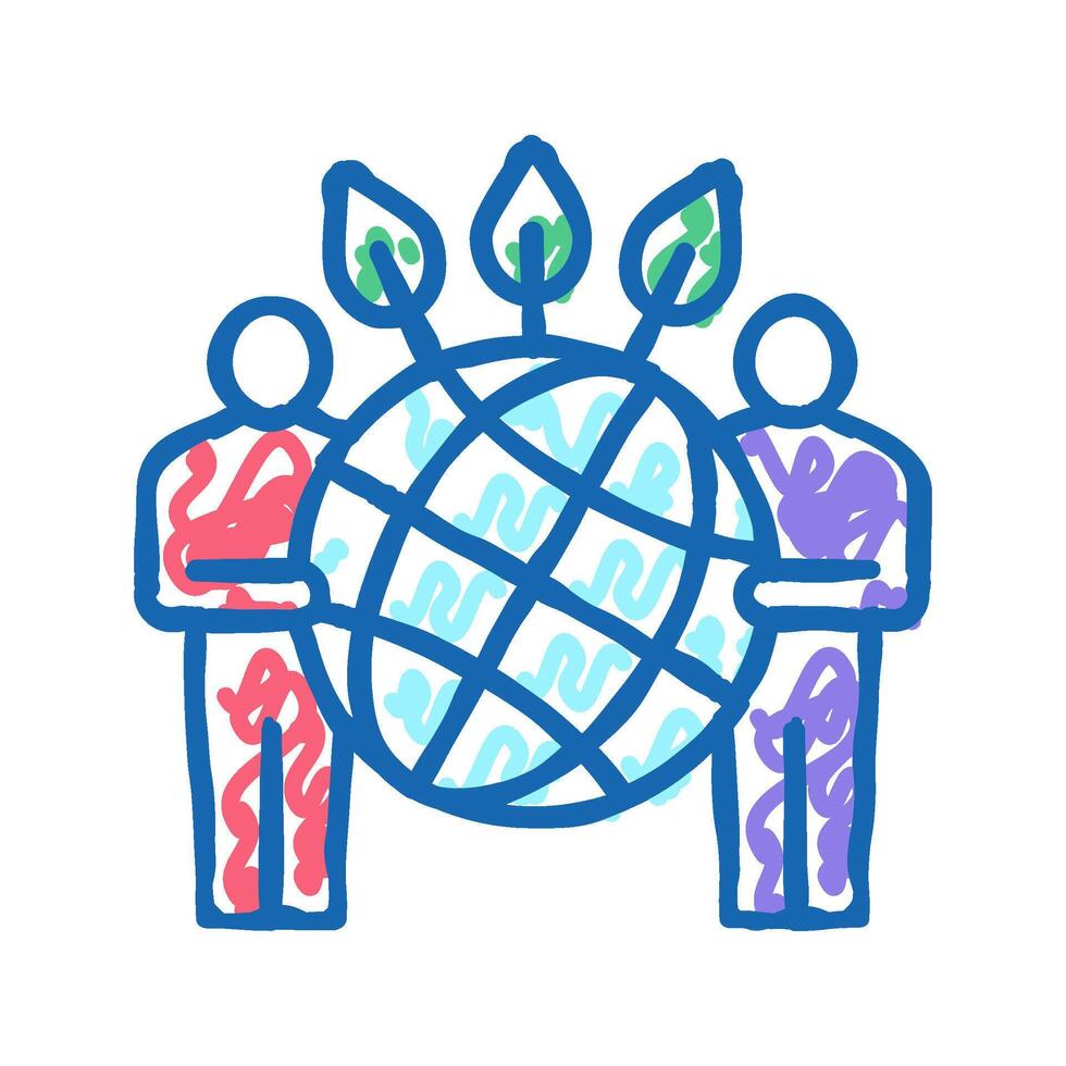 people safe planet ecosystem icon doodle illustration vector