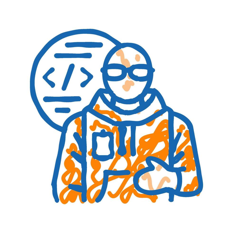 computer engineer worker icon doodle illustration vector