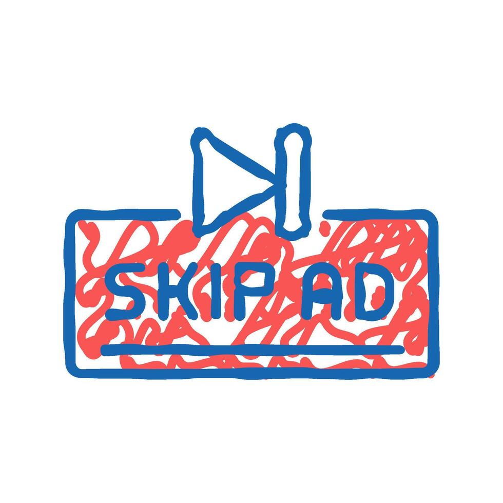 skip ad button icon doodle illustration vector