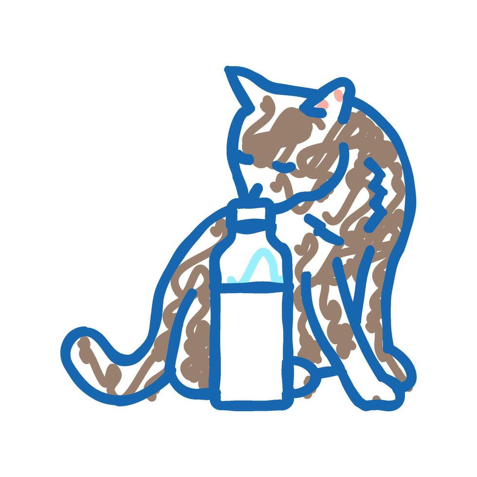 milk bottle cat breeding icon doodle illustration vector