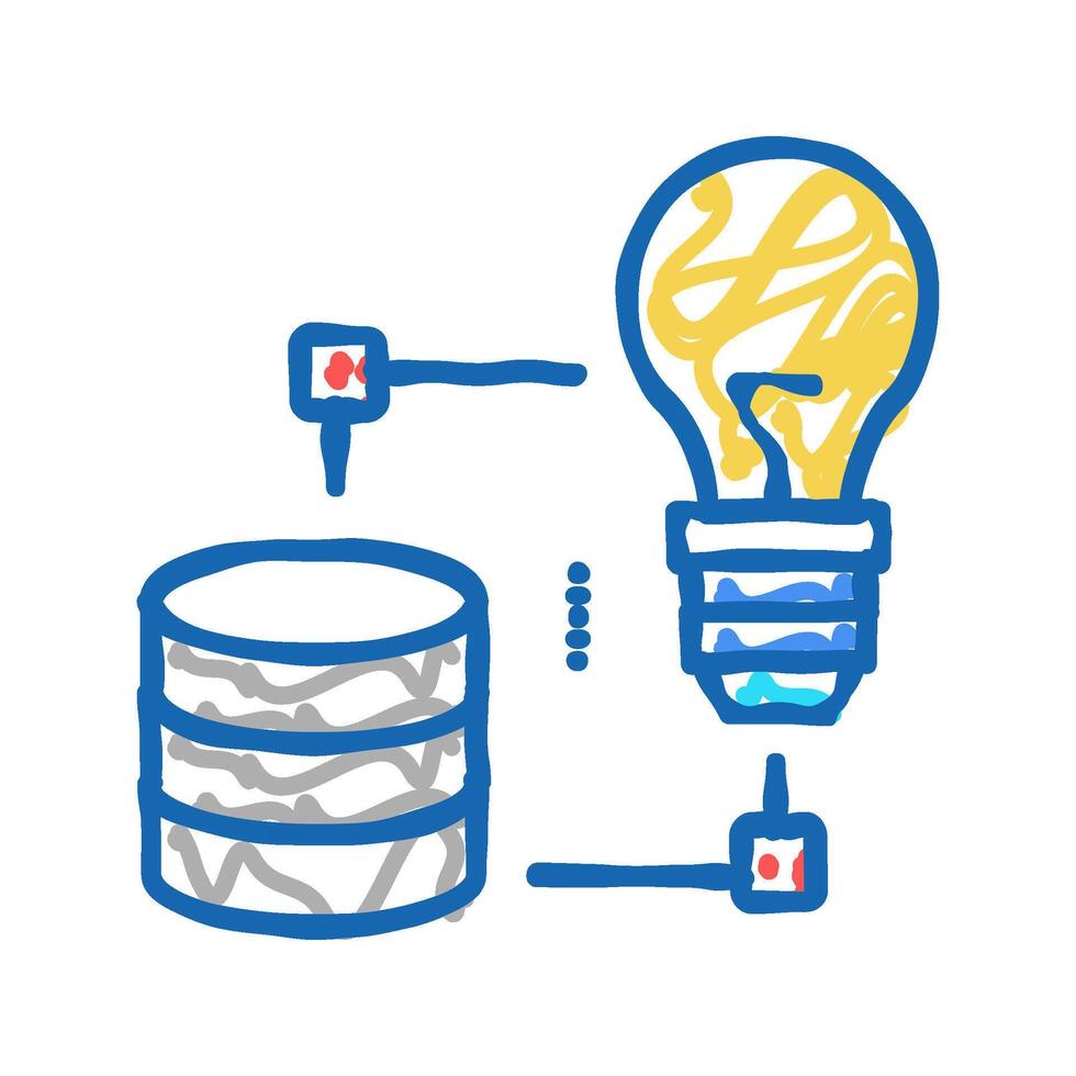 idea realization digital processing icon doodle illustration vector