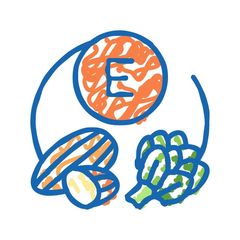 e vitamin icon doodle illustration vector