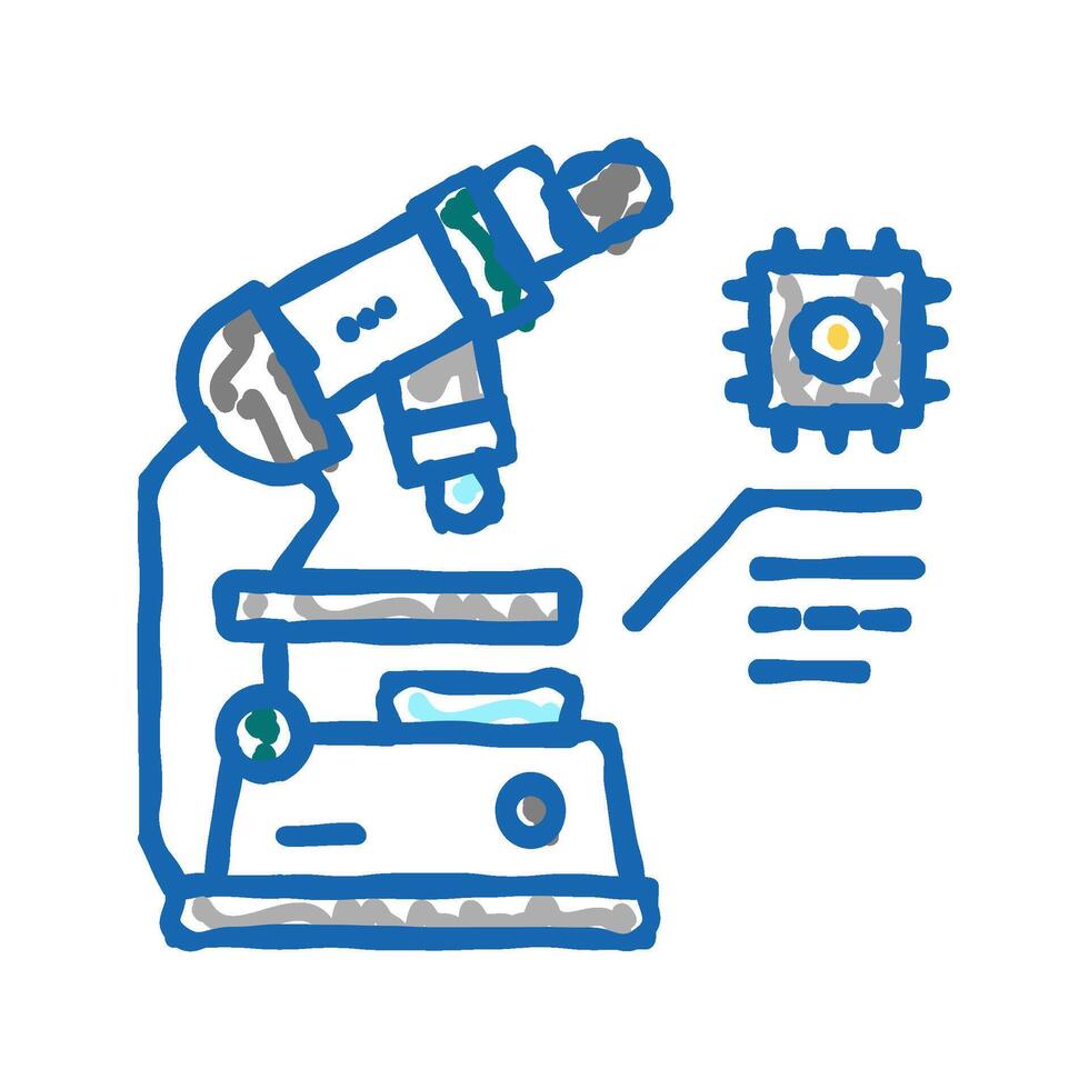 researching microscope semiconductor manufacturing icon doodle illustration vector