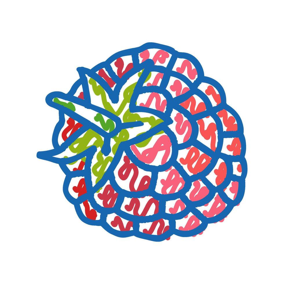 raspberry leaf berry icon doodle illustration vector