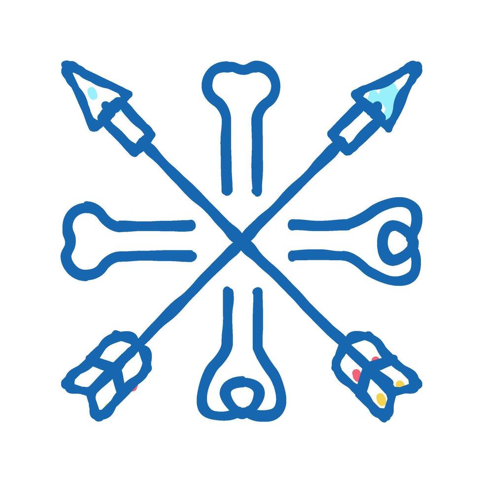bones and arrows boho icon doodle illustration vector