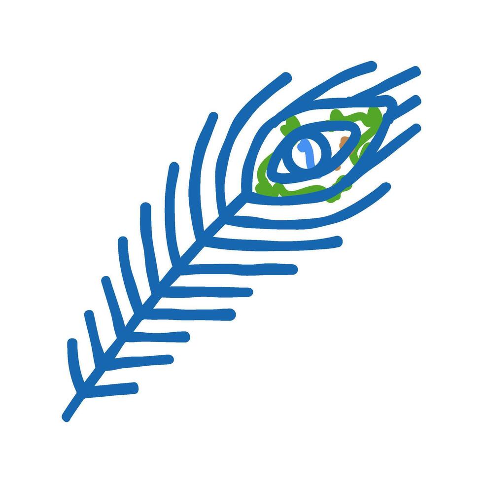 peacock feather soft fluffy icon doodle illustration vector