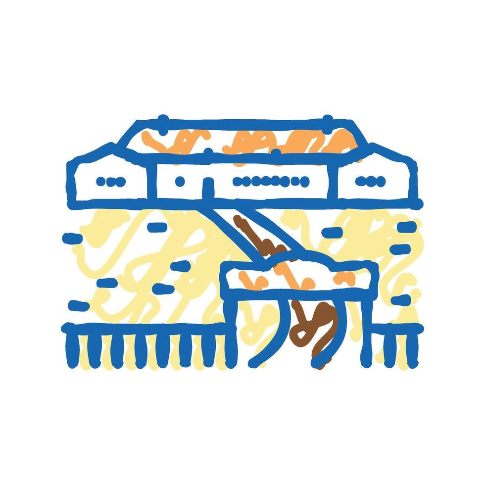 ranch style house icon doodle illustration vector