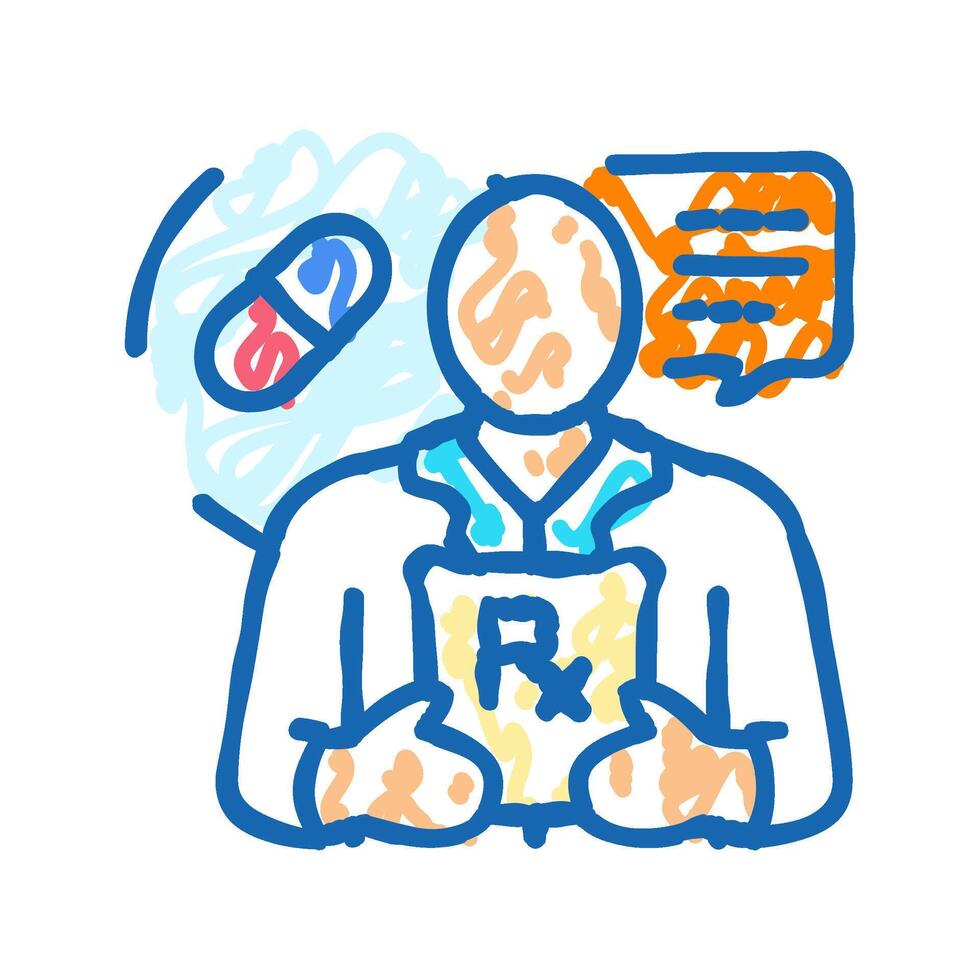 medication counseling pharmacist icon doodle illustration vector