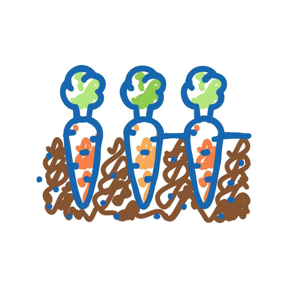 garden with growing carrot icon doodle illustration vector