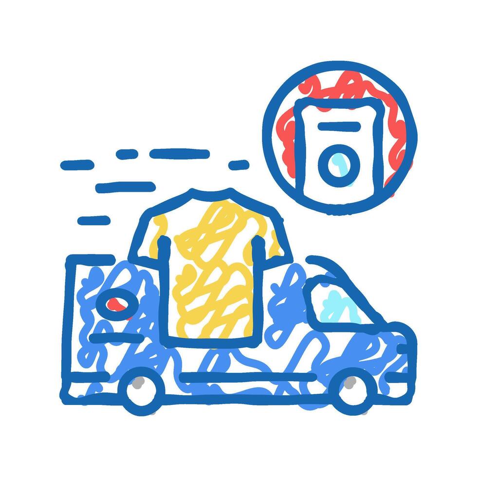 laundry pick up delivery icon doodle illustration vector