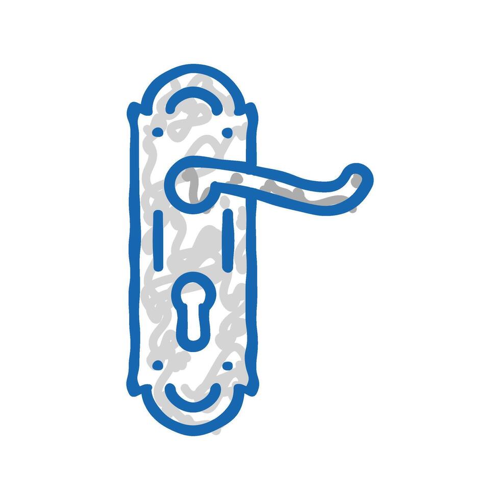 lock door hardware furniture fitting icon doodle illustration vector