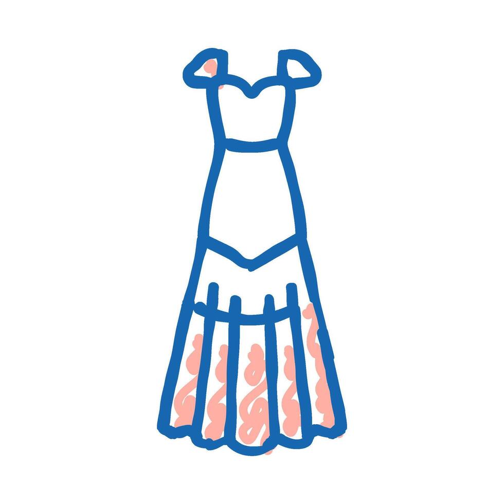 drop waist wedding dress icon doodle illustration vector
