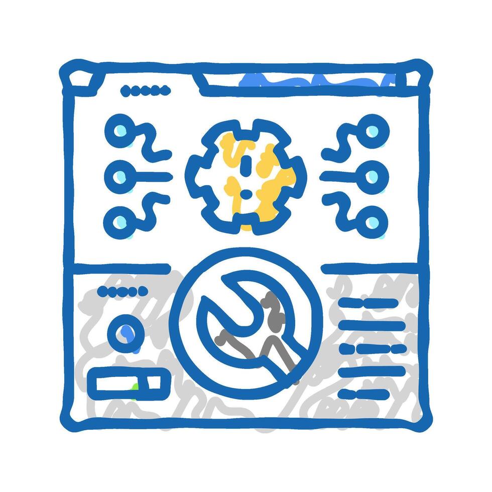system maintenance analyst icon doodle illustration vector