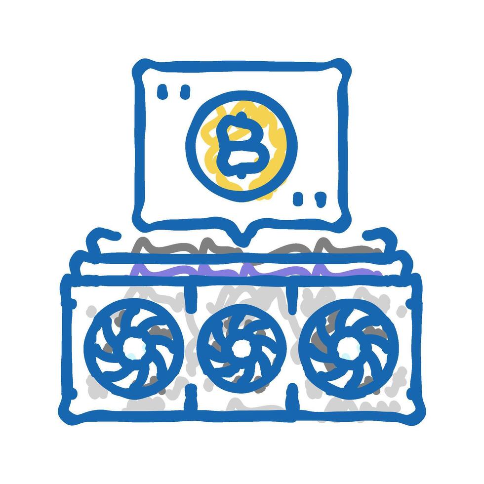 cryptocurrency mining icon doodle illustration vector