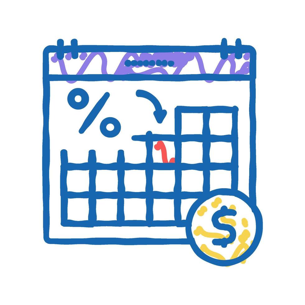 date for pay loan icon doodle illustration vector