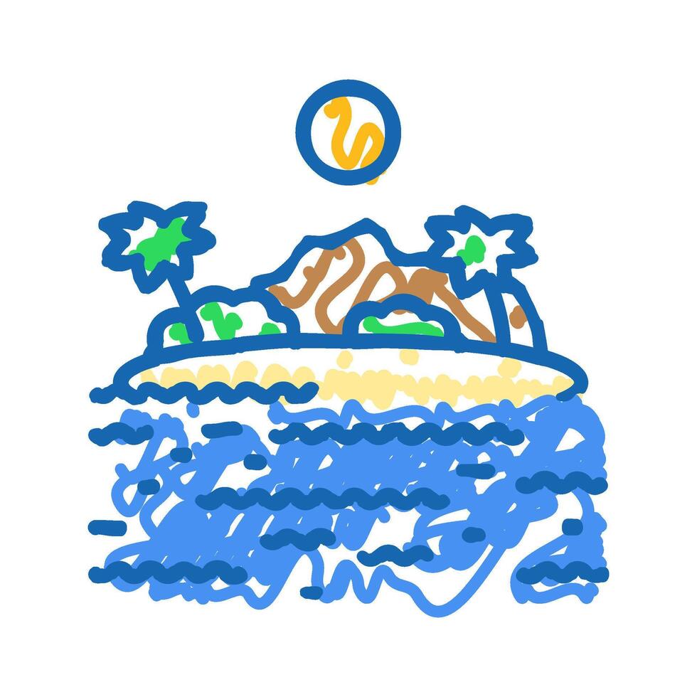 tropical island summer icon doodle illustration vector