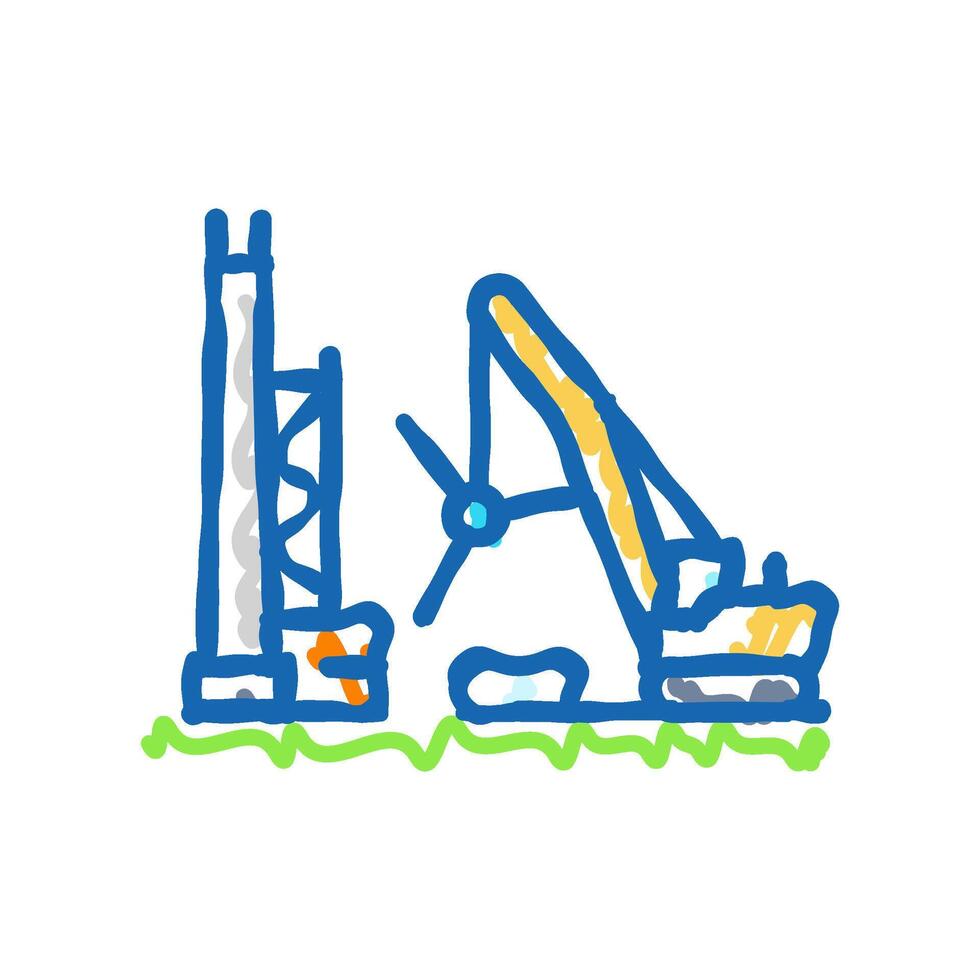 turbine construction wind icon doodle illustration vector