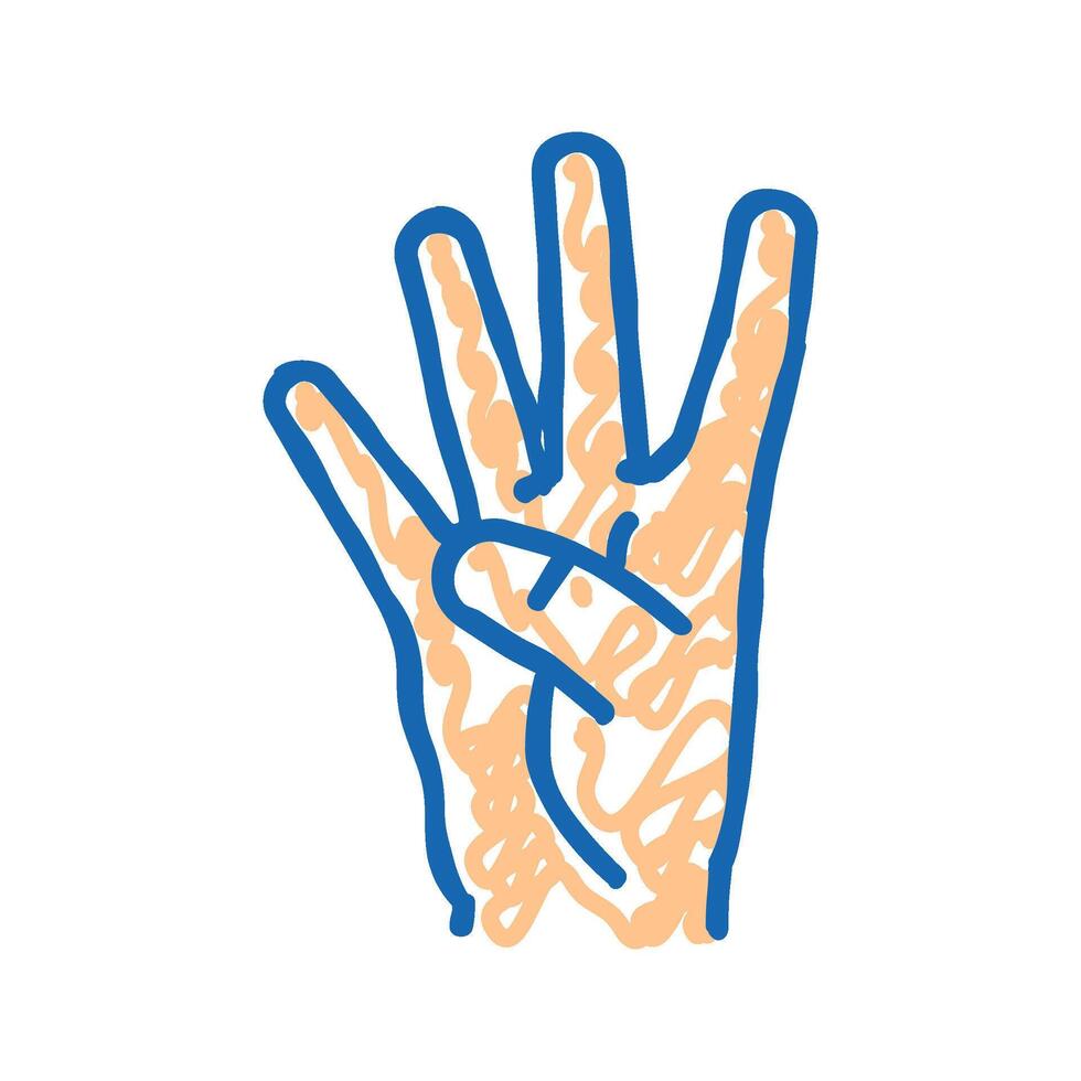 four number hand gesture icon doodle illustration vector