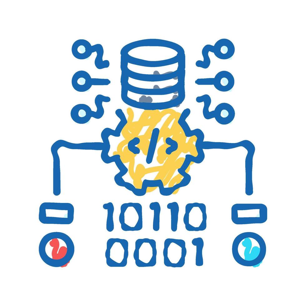 source code management icon doodle illustration vector