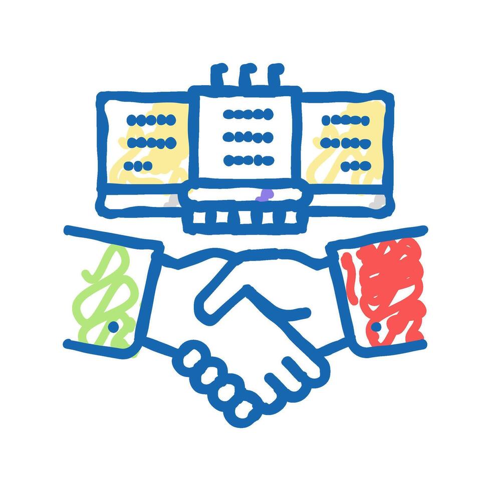embassy diplomats handshaking icon doodle illustration vector