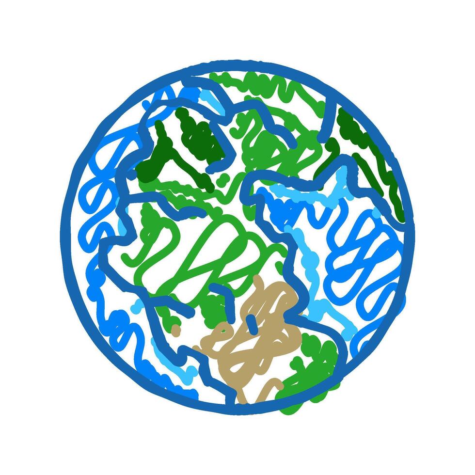 pangaea earth continent map icon doodle illustration vector