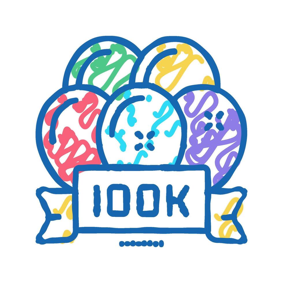 100k party celebration balloons icon doodle illustration vector
