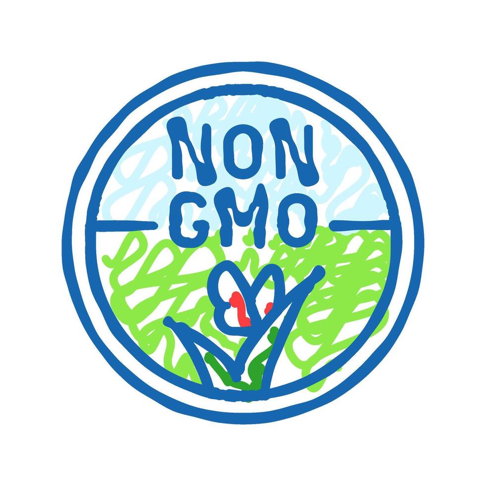 gmo free product label warning icon doodle illustration vector