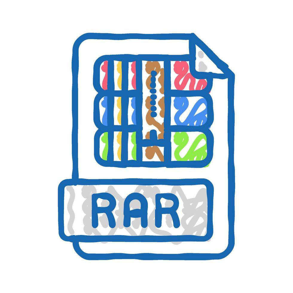 rar file format document icon doodle illustration vector